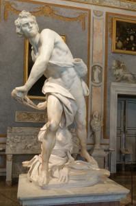 Bernini's statue of David at the Galleria Borghese.