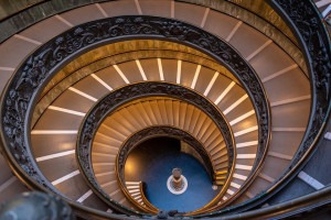 The grand spiral staircase at the Vatican.