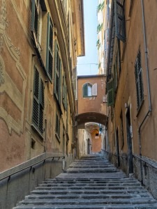 A street in Genoa's old medieval center. 