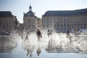 Splashing in the fountain in Bordeaux