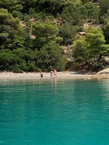 Taking a swim in the waters of Poros. 
