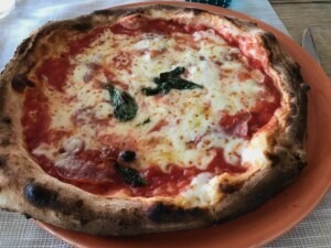 A traditional wood-fired pizza.