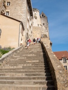 Pilgrimage steps at the medieval village of Rocamadour, France.