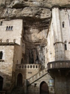 The stone facades of Rocmadour, France.
