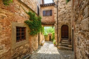 The picturesque village of Montefioralle, near Greve in Chianti, on a sunny summer day.