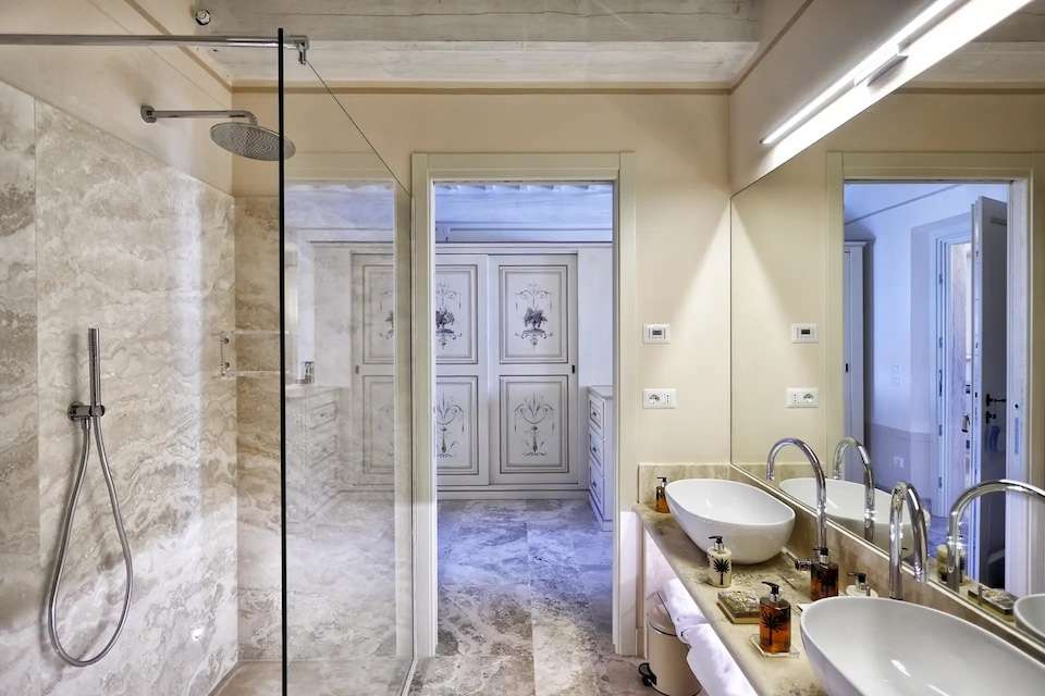 Image for Suite bathroom at il Falconiere estate.