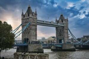 Visiting Tower Bridge in London.