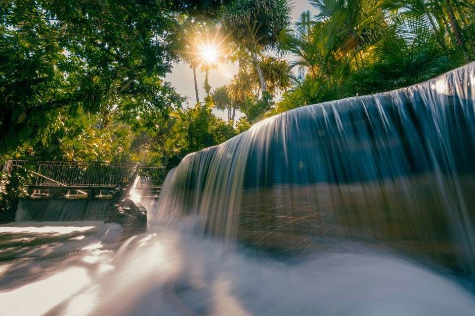 Image for Waterfall into the hot thermal springs.