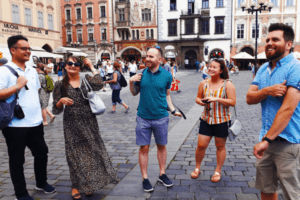 Enjoying a Prague food tour.