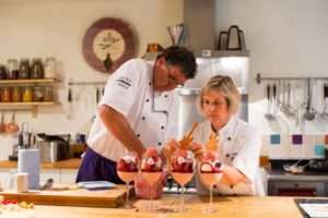 Chefs Sidney and Alison at their cooking school in the Loire.