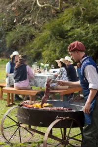 Grilling asada at La Bandada Estancia