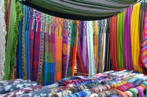 Many local artisans focus on weaving, often spinning and dying their own thread